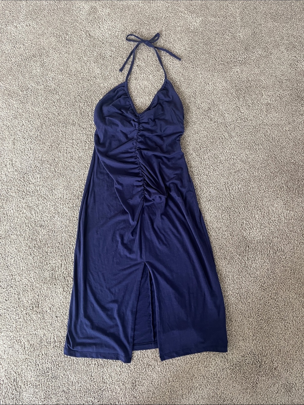 Universal Thread Navy Halter Ruched Midi Dress